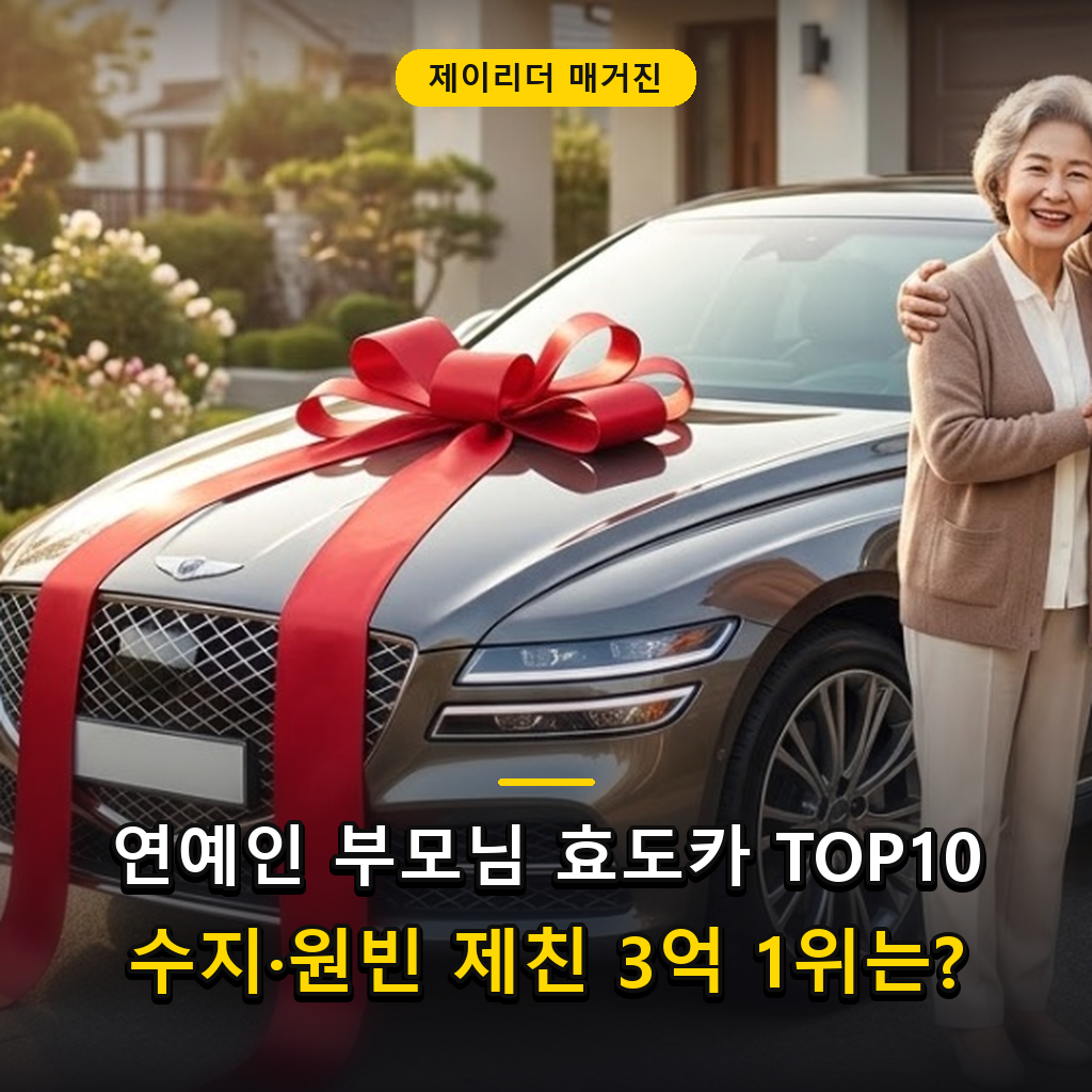 제이리더 매거진 - 연예인 부모님 효도카 TOP 10 순위 총정리